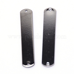 真鍮製コネクター  丸い角  長方形  ガンメタ色  36x7x1mm  穴：1mm&nbsp;KK-WH0034-56B