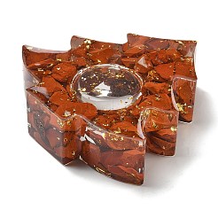 天然の赤いジャスパーと樹脂のキャンドルホルダー型  クリスマスツリー  110x110x31mm  内径：45mm&nbsp;DJEW-H012-03B