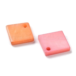 天然淡水貝の染色ペンダント  正方形  カラフル  13.5x13x2mm  穴：1.4mm&nbsp;SHEL-D082-17A