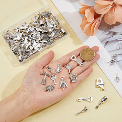 120pcs12スタイルチベットスタイルアロイペンダント  ワイン  混合図形  アンティークシルバー  16.5~28x6.5~22x1.5~4mm  穴：1.4~3mm  10個/スタイル&nbsp;FIND-DC0004-22