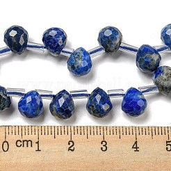 天然石ラピスラズリビーズ連売り  多面カット  トップ掘削  ティアドロップ  10x8mm  穴：1mm  約38個/連  15.55~16.142''（39.5~41センチメートル）&nbsp;G-H297-B02-02