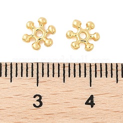 真鍮製スペーサービーズ  カドミウムフリー＆ニッケルフリー＆鉛フリー  花  18KGP本金メッキ  7x6x1.5mm  穴：0.8mm&nbsp;KK-U056-17G-01