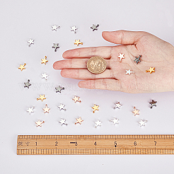 真鍮製チャーム  スター  ミックスカラー  12x10mm  穴：1.2mm  5色  6個/カラー  30個/箱&nbsp;KK-BC0006-80