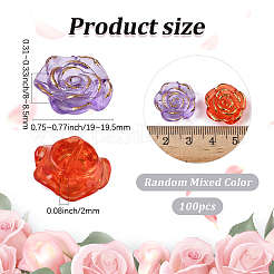 100 個のプラスチックビーズ  花  ゴールドライン入り  ミックスカラー  19~19.5x8~8.5mm  穴：1.6mm&nbsp;KY-PA0001-07