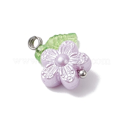 パール調アクリルパーツ  真鍮ボールヘッドピン付き  花  プラチナ  15.5x13.5x5.5mm  穴：1.8mm&nbsp;PALLOY-JF04335-02