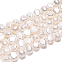 天然養殖淡水パールビーズ連売り  ナゲット  乳白色  5~6x5~7x3~5mm  穴：0.6~0.7mm  約65~67個/連  13.58~13.98''（34.5~35.5センチメートル）&nbsp;PEAR-T006-18D
