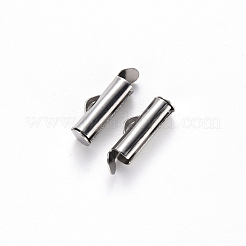変色しにくい304ステンレススチール製スライドエンドクラスプチューブ  スライダエンドキャップ  ステンレス鋼色  6x13x4mm  穴：3x1.5mm  内径：3mm&nbsp;STAS-S115-01D-P