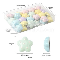 40 個のプラスチックカボション  スポットチャーム  ミックスカラー  スター  19.5x20x8mm  40個/セット&nbsp;MACR-FS0002-20