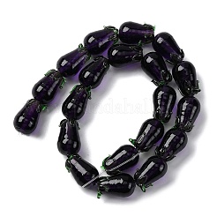 フルーツシリーズ 手作りランプワークビーズ  茄子  19.5~20.5x12.5~13mm  穴：1.8mm&nbsp;LAMP-R003-04B