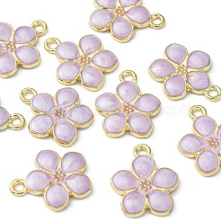 ライトゴールドメッキ合金エナメルペンダント10個。  花  カドミウムフリー＆鉛フリー  暗い蘭  17x14.5x1.5mm  穴：1.6mm&nbsp;ENAM-YW0002-15A