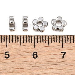 201ステンレススチールスペーサービーズ  花  ステンレス鋼色  5.5x5.5x2mm  穴：2mm  約20個/セット&nbsp;LS-SA-CBA9448-04B-P