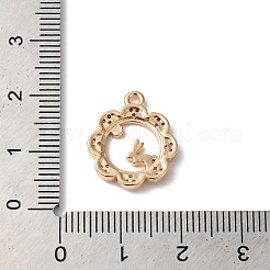 真鍮チャーム  ニッケルフリー  クリアキュービックジルコニア  ウサギの花  ゴールドカラー  17.5x15x2mm  穴：1.5mm&nbsp;KK-C062-106G