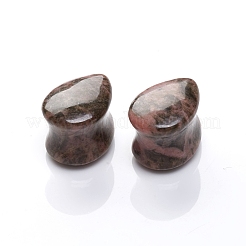 天然ロードナイト耳肉トンネル  ティアドロップイヤーエキスパンダー  耳ゲージ  10~18x6~14x12~13.5mm&nbsp;G-F677-21
