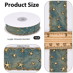 ポリエステルリボン  スター  洋服アクセサリー用  スチールブルー  1インチ（25mm）  約10.00ヤード（9.14m）/ロール&nbsp;OCOR-WH20001-95B