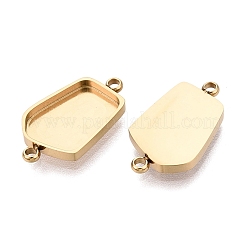 304ステンレススチールコネクタカボションセッティング  ポリゴン  イオンプレーティング（ip）  18KGP本金メッキ  トレイ：12x9mm  18x10x1.8mm  穴：1.4~1.5mm&nbsp;STAS-Q113-38G
