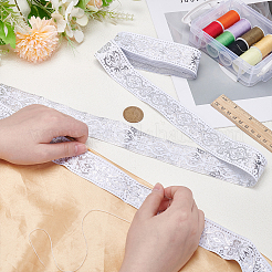 エスニックスタイルのポリエステル刺繍リボン1本  衣料品用  ホワイト  1-1/4インチ（33mm）  約7.44ヤード（6.8m）/セット&nbsp;OCOR-ME0001-36A