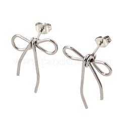 304ステンレススチールスタッドピアス  蝶結び  プラチナ  25~26.5x20~20.5mm&nbsp;SA-CBA4A0D-05P