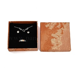 金箔加工の紙製ギフトボックス  ジュエリーセットの梱包箱  正方形  チョコレート  9x9x3.1cm&nbsp;TH-CBAF4A5-01E