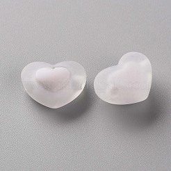 透明なアクリルビーズ  艶消し  二層ビーズ  ハート  ホワイトスモーク  13x17x9.5mm  穴：2.5mm  約420個/500g&nbsp;TACR-S152-08C-06