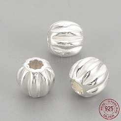 925スターリングシルバーコルゲートビーズ  ラウンド  銀  3x2.5mm  穴：1mm&nbsp;STER-S002-14-3mm
