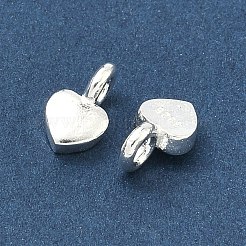 925スターリングシルバーチャーム  銀色のメッキ  スタンプ925個付き  ハート  9x5.5x4.5mm  穴：2mm&nbsp;STER-H119-05C-S