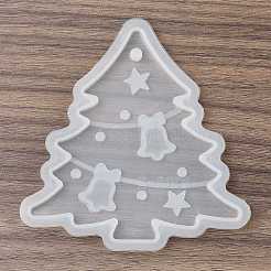 クリスマステーマの DIY シリコンペンダント型  レジン型  ホワイト  クリスマスツリー  100x95x6mm  穴：5mm&nbsp;LS-SIMO-G007-01A