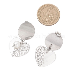 ABS プラスチックイミテーションパールダングルスタッドピアス  304ステンレススチールスタッドピアス金具付き  ステンレス鋼色  混合図形  44~48x22~27mm&nbsp;EJEW-JE06903