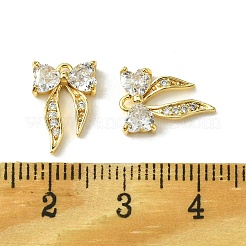 真鍮製マイクロパヴェキュービックジルコニアチャーム  蝶結び  18KGP本金メッキ  13x9x3mm  穴：1mm&nbsp;FIND-Z035-04G