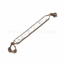 牛革レザーコードブレスレット  カラムナチュラルハウライトビーズと合金の結果  9~11インチ（23~28cm）&nbsp;BJEW-R309-01B-02