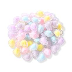 50個5色透明アクリルビーズ  艶消し  二層ビーズ  ハート  ミックスカラー  13x17x9.5mm  穴：2.5mm  10個/カラー&nbsp;TACR-CC0001-02