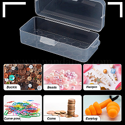 透明プラスチック収納ボックス  ヒンジ付き蓋付きビーズコンテナ  長方形  透明  16.3x6.57x4.62cm&nbsp;CON-WH0094-35B