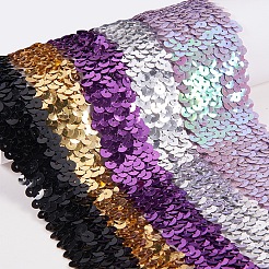 プラスチックpaillette弾性トリム  スパンコールリボン  装飾アクセサリー  ゴールド  45x2mm  10 m /ロール&nbsp;PVC-PH0001-09