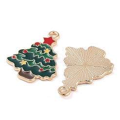 クリスマステーマバレルメッキ合金エナメルペンダント  カドミウムフリー＆鉛フリー  ライトゴールド  クリスマスツリー  24x18x1.5mm  穴：1.6mm&nbsp;PALLOY-S192-01KCG-02