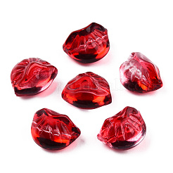 透明なスプレー塗装ガラスビーズ  餃子  レッド  10x13x9mm  穴：1.2mm&nbsp;GLAA-N035-033-C07