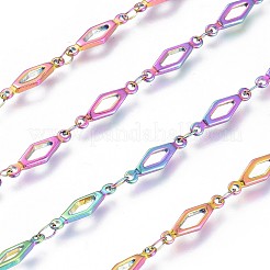 イオンプレーティング（IP）304ステンレスチェーン  ハンダ付け  スプールで  プリズムの  虹色  12.5x4x1mm  約32.8フィート（10m）/ロール&nbsp;CHS-H009-11M