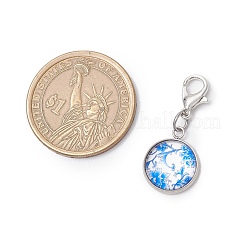 半円形/ドーム型ガラスペンダント装飾  バッグ飾り用の合金製ロブスター クロー クラスプ チャーム  プラチナ  29.5mm&nbsp;HJEW-JM03338
