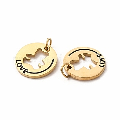イオンプレーティング（IP）304ステンレスペンダント  丸カン付き  熊とフラットラウンド  14KGP本金メッキ  10x1mm  穴：3mm&nbsp;STAS-E185-21G