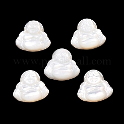 天然ホワイトシェル彫刻カボション  マイトレーヤブッダ  フローラルホワイト  13x14x4mm&nbsp;SSHEL-B006-04