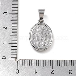ステンレスペンダント201個  聖母マリアとオーバル  奇跡のメダル  ステンレス鋼色  21x14.5x2.5mm  穴：5.5x8.5mm&nbsp;STAS-O111-05P