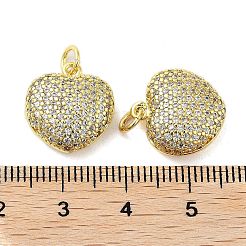 真鍮マイクロパヴェクリアキュービックジルコニアペンダント  ハート  18KGP本金メッキ  15x14x7mm  穴：3.4mm&nbsp;KK-A205-06G