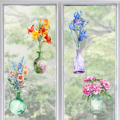 ポリ塩化ビニールの窓の静的なステッカー  長方形  窓の装飾用  花瓶  200x300mm  6個/セット&nbsp;AJEW-WH0583-005