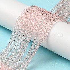 透明ガラスビーズ連売り  ファセット（32ファセット）  ラウンド  ミスティローズ  3~3.5mm  穴：0.6mm  約163~166個/連  50~51cm&nbsp;EGLA-A035-T3mm-D20
