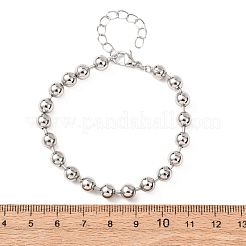 女性用真鍮ボールリンクチェーンブレスレット  プラチナ  7.24インチ（18.4cm）&nbsp;BJEW-H640-02A-P