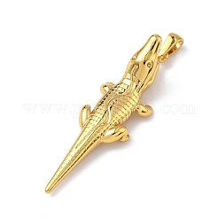 304ステンレススチール製ビッグペンダント  アリゲーターチャーム  ゴールドカラー  52x15x13mm  穴：7.5x3mm&nbsp;STAS-L309-02G