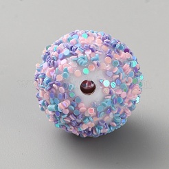 不透明なアクリルグリッタービーズ  ラウンド  ライラック  20~20.5x18.5~19.5mm  穴：2.5mm&nbsp;FIND-CJC0010-111A-21