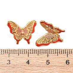304ステンレスペンダント  エナメル  イオンプレーティング（ip）  18KGP本金メッキ  蝶のチャーム  レッド  14x15.5x6.5mm  穴：2mm&nbsp;STAS-D263-16B-G