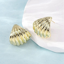 真鍮製スタンドピアス  シェル形状  18KGP本金メッキ  17x18mm&nbsp;EJEW-F373-07G