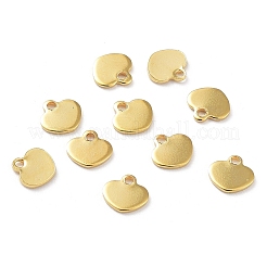 ステンレススチールチャーム201個  ハートチャーム  ゴールドカラー  5.5x5.5x0.6mm  穴：1mm&nbsp;STAS-K259-08G