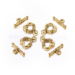 チベット風マンテル  カドミウムフリー＆ニッケルフリー＆鉛フリー  ハート  アンティーク黄金  18.5x14mm  穴：3mm&nbsp;GLF1086Y-NF