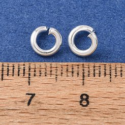 真鍮製オープンタイプ丸カン  ラウンド  カドミウムフリー＆鉛フリー  925銀メッキ  6x1.2mm  内径：5mm  17ゲージ&nbsp;KK-G604-08S-10